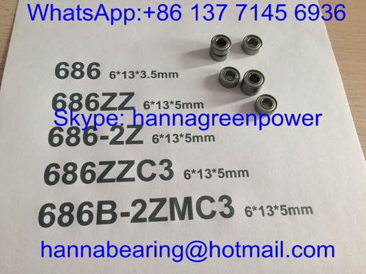 686B-2ZMC3 / 686-2ZC3 / 686ZZ Miniatur-Tiefen-Rohr-Kugellager mit Metallschild, 6*13*5mm